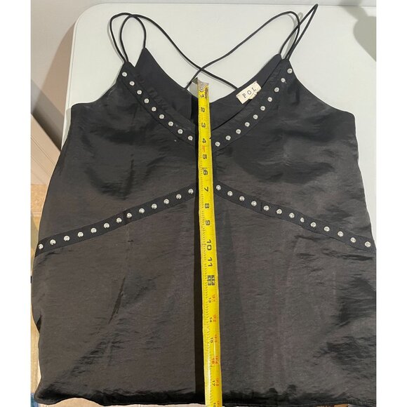 Pol Black Studded Strappy Tank Top With V-Neckline & Cross Back Design - Size S - Picture 13 of 16